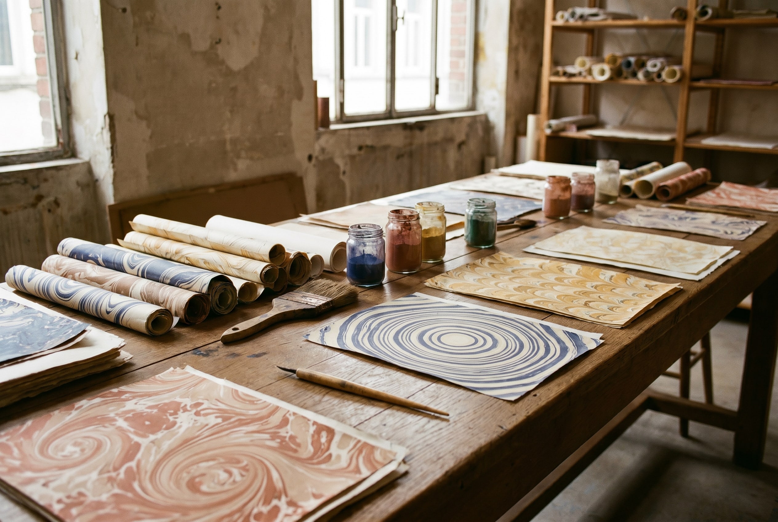 Papiers marbrés Suminagashi & Ebru — boutique Victor Ghostin